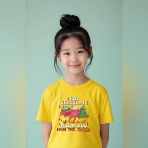 Gildan Yellow Kids T-Shirt with Hot Chocolate Graphic